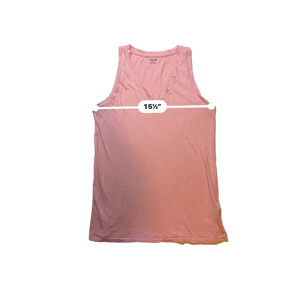 Madewell Whisper Cotton V-Neck Tank Top Pink Slub Knit Sleeveless Shirt XS - Picture 8 of 15